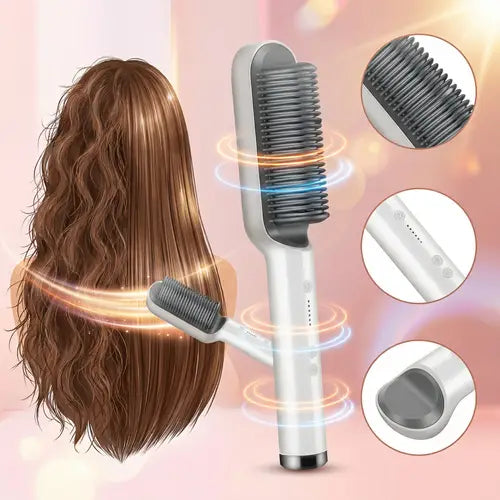 Zyraaz™ 2-in-1 Hair Straightening & Curling Brush |Get Salon like Smooth Straight & Curly Hair at Home in Minutes